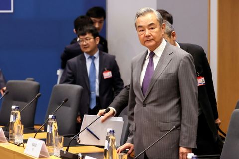 Wang Yi am Mittwoch in Brüssel