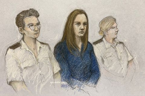 Gerichtszeichnung zur Urteilsverlesung im Fall Lucy Letby