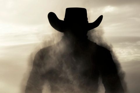 Ein Standsturm mit der Form eines Cowboys