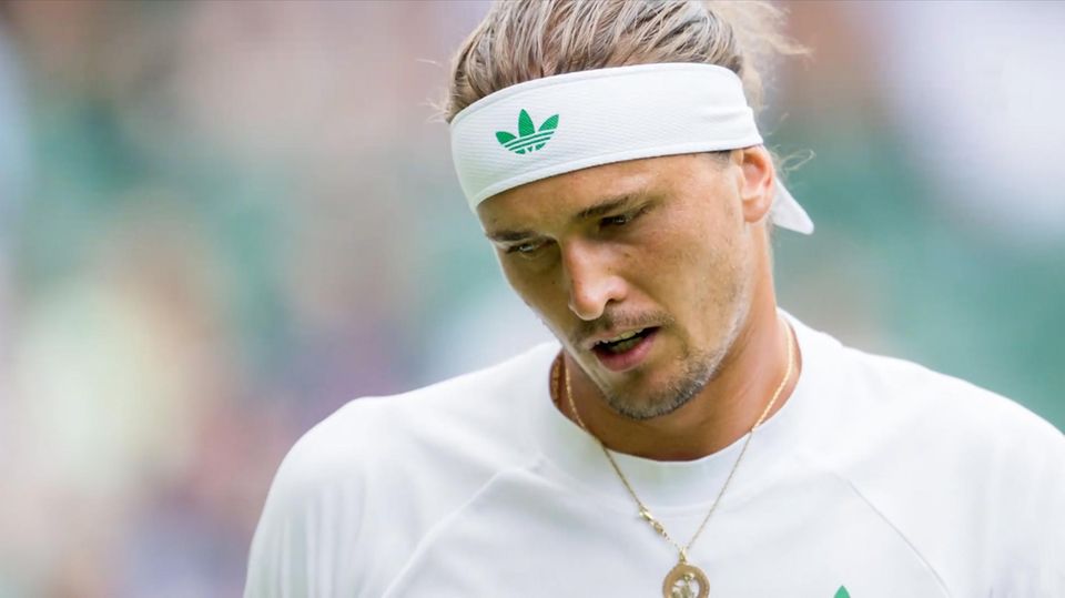 Tennis-Star Alexander Zverev reagiert auf einen Punktverlust in Wimbledon