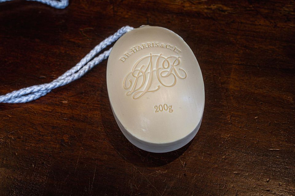 "Soap on the knitting" is a drag of sales from Dr Harris in St. James - and surprisingly practical in the shower