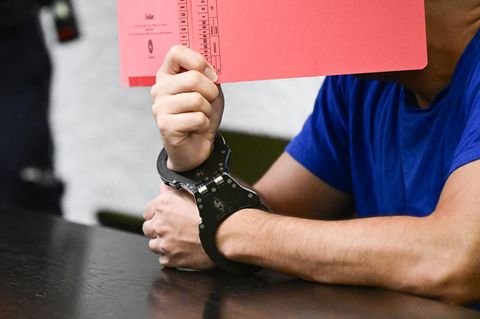 Ein Mann aus dem Iran soll seine Freundin brutal umgebracht haben. Er wurde mit Handschellen in den Gerichtssaal geführt
