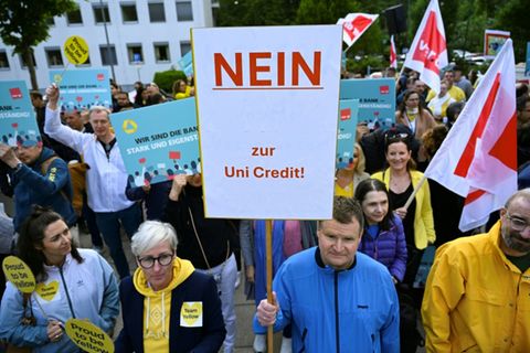 Protest von Commerzbank-Beschäftigten gegen eine Übernahme