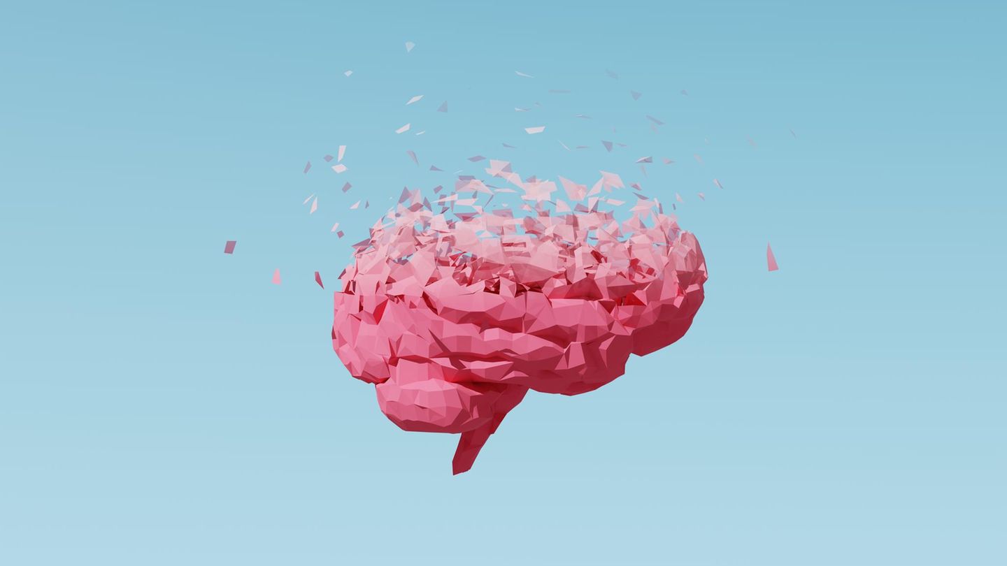 Impfung Alzheimer: Illustration eines sich auflösenden Gehirns