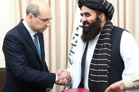 Muttaki und Schirnow bei einem Treffen in Kabul