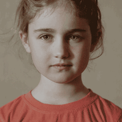 Ein Mädchen blickt in die Kamera