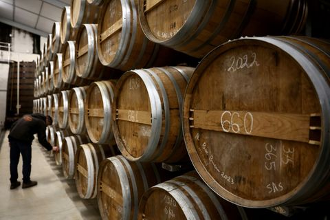 Cognac-Fässer in Frankreich