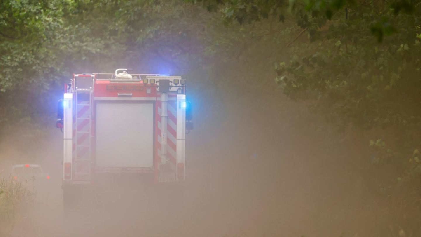 Feuerwehrauto bei einem Waldbrand