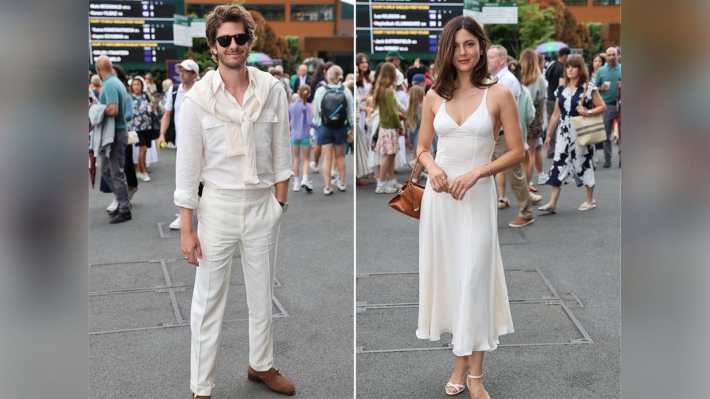 Andrew Garfield and Monica Barbaro: Sporty-elegant appearances in Wimbledon