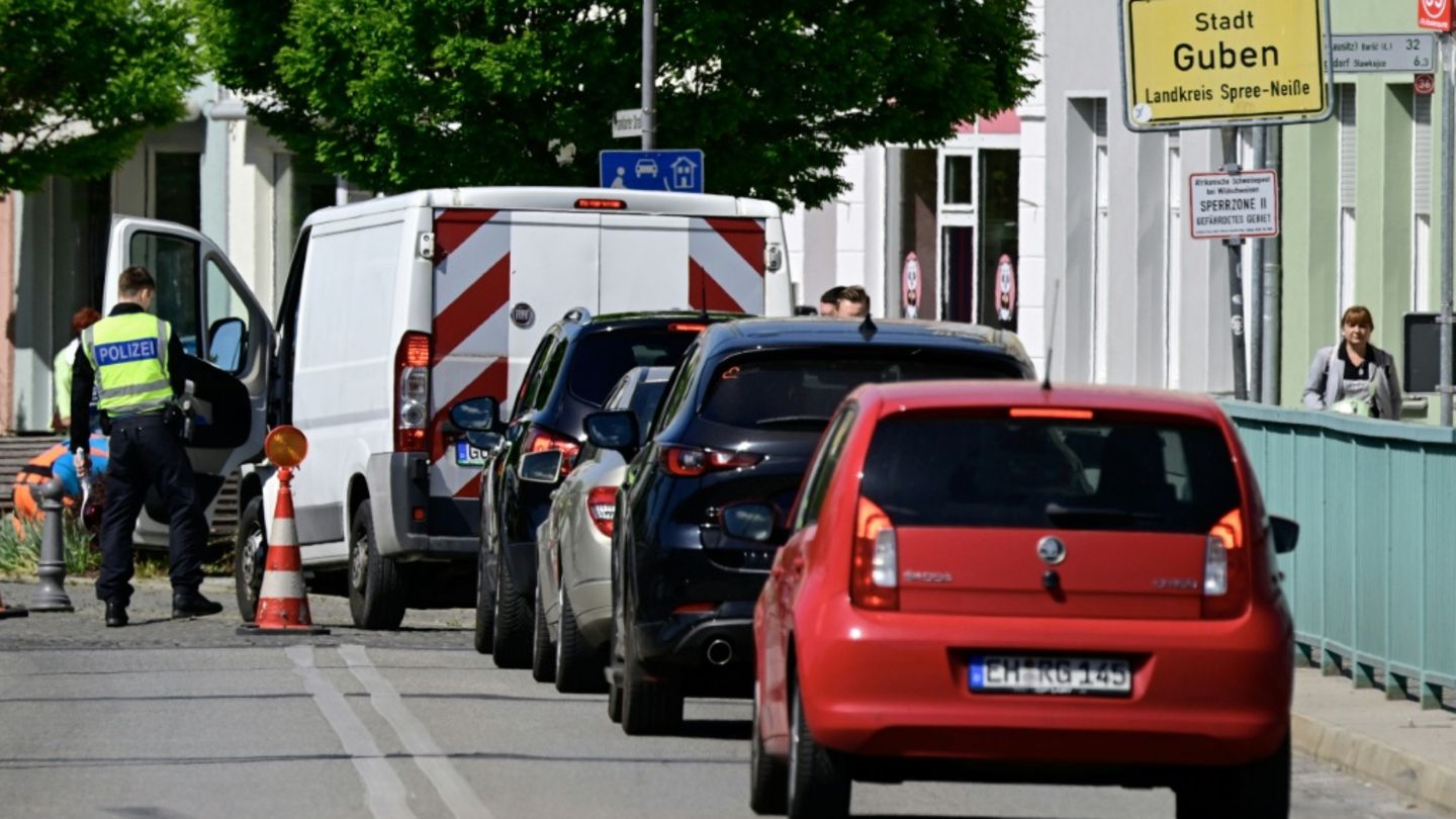 Grenzkontrolle im brandenburgischen Guben
