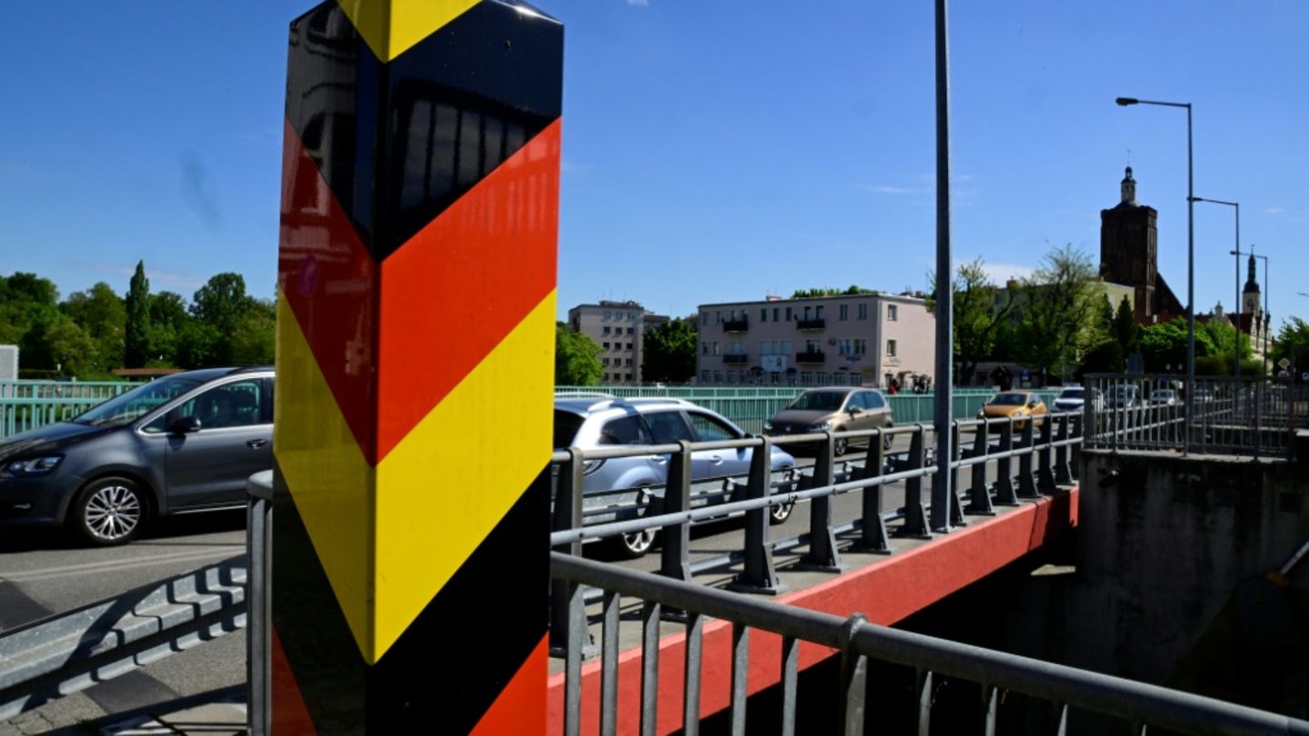 Die deutsch-polnische Grenze in Guben in Brandenburg