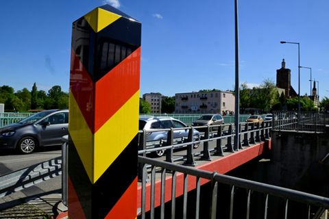 Die deutsch-polnische Grenze in Guben in Brandenburg