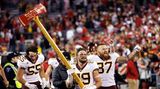 American Football Spieler zelebrieren ihren Gewinn