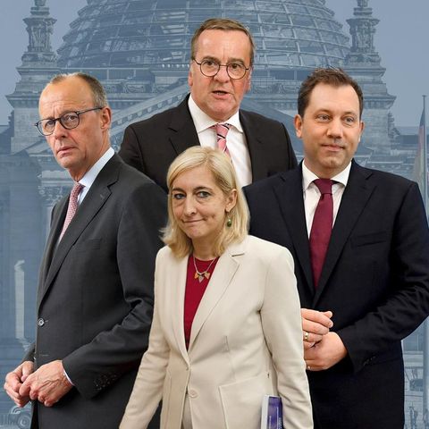 Collage for household week: Merz, Pistorius, Klingbeil and Warken