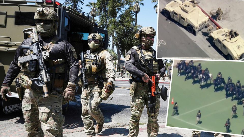 "Wie ein Kriegsgebiet": Matrialischer Aufmarsch in L.A. verängstigt Anwohner "Wie ein Kriegsgebiet": Matrialischer Aufmarsch in L.A. verängstigt Anwohner