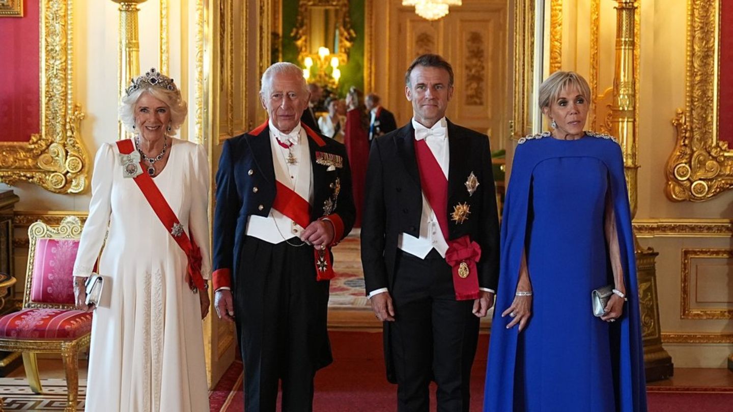 At the state banquet: King Charles welcomes the macrons en Français
