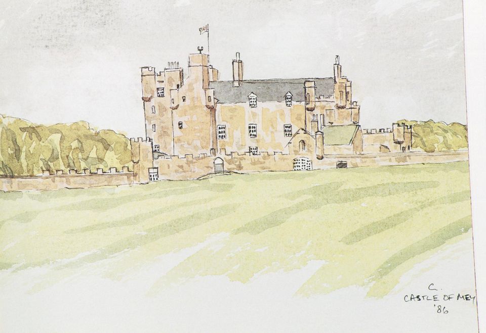 Today King Charles paints a lot more competently than in 1986 when he put this picture of the Castle of Mey, the Scottish country seat of his grandmother, on paper