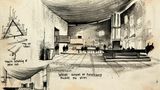 Norman Foster "Interieur der Kapelle von Ronchamp", Tinte und Wasserfarben, 1959