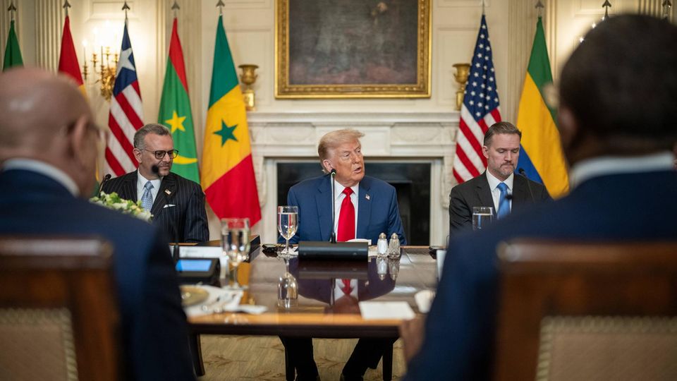 Trump lobt Liberias Präsident für Englischkenntnisse – mit einem kleinen Haken Besuch von fünf afrikanischen Staatschefs im Weißen Haus