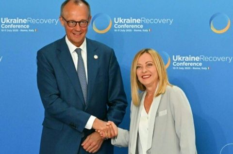 Friedrich Merz und Giorgia Meloni am Donnerstag in Rom