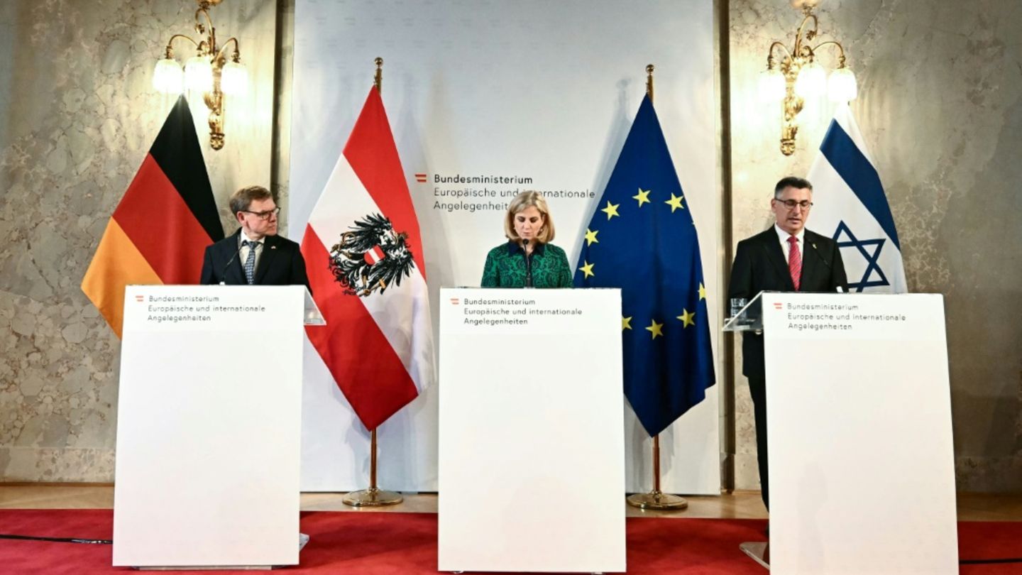 Wadephul, Meinl-Reisinger und Saar (v.l.n.r.) in Wien