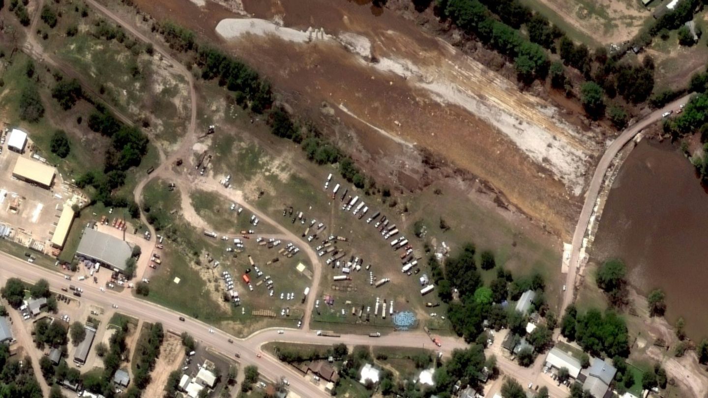 Das Flutgebiet am Guadalupe-Fluss in Texas