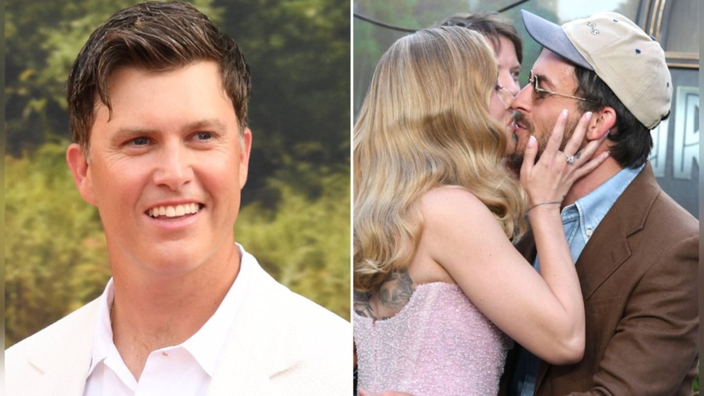 Scarlett Johansson’s red carpet kisses: husband Colin Jost makes raptor comparison