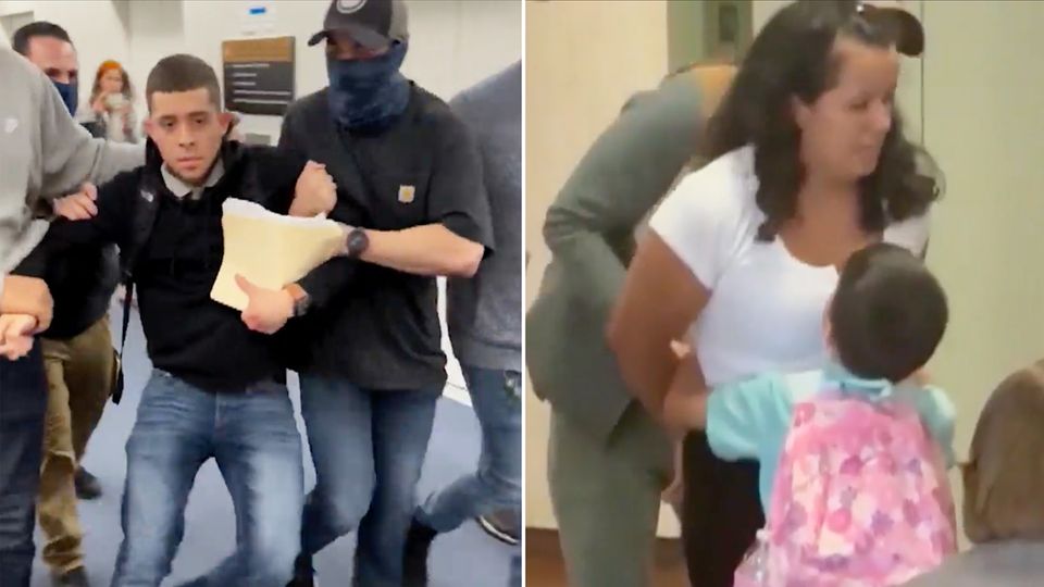 Protestierende vor dem ICE Gebäude in L.A.