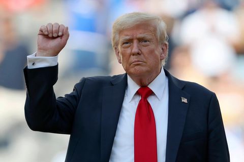 Donald Trump hebt die Siegerfaust