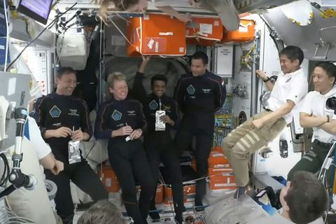 Die Crew der Ax-4-Weltraummission an Bord der ISS