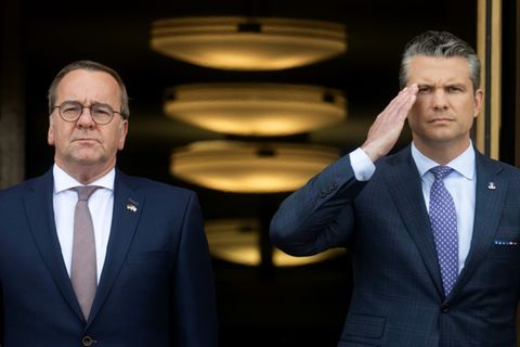 Pistorius (l.) und Hegseth in Washington
