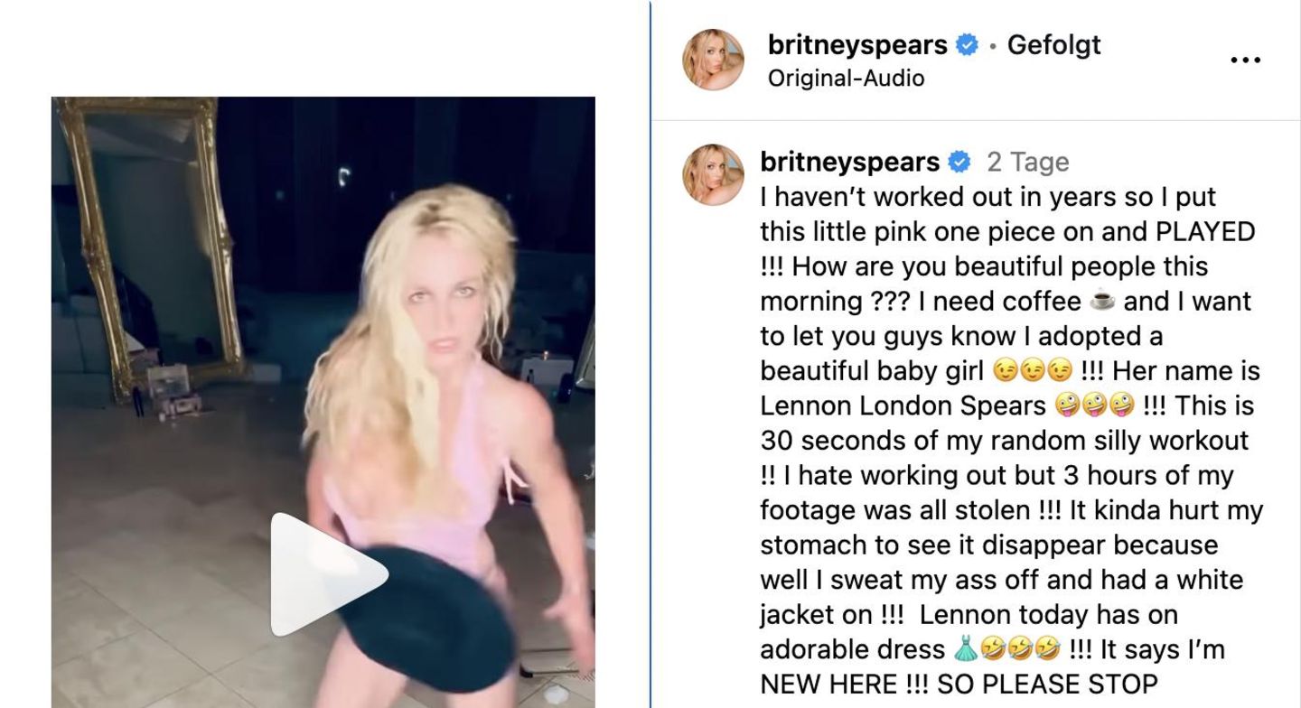 Britney Spears Instagram-Screenshot