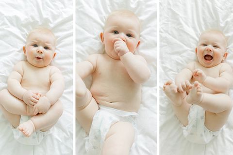 Ein Baby mit drei verschiedenen Ausdrücken: Was bedeutet Babysprache wirklich?