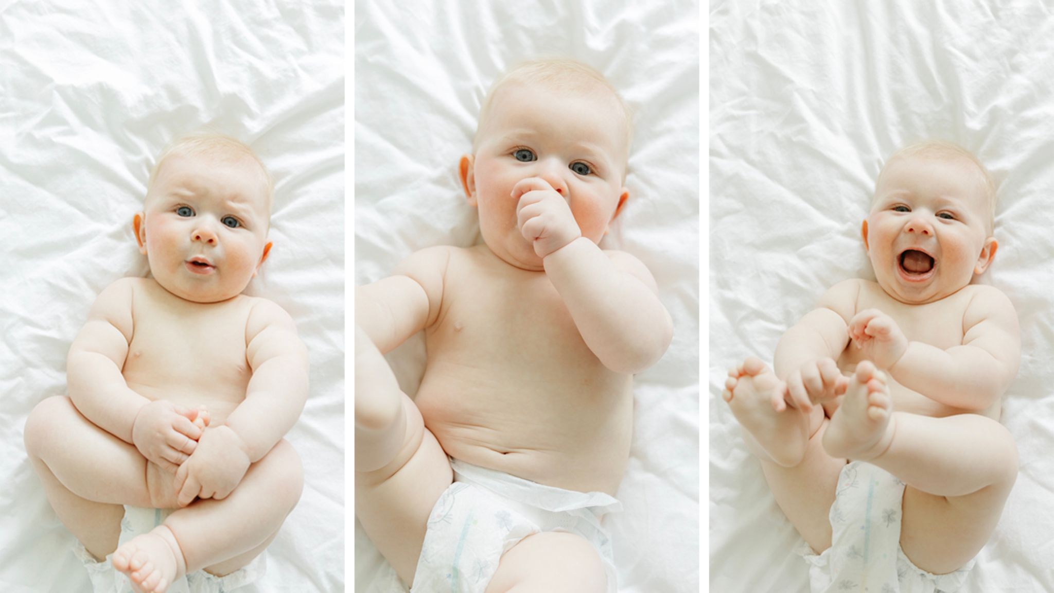 Ein Baby mit drei verschiedenen Ausdrücken: Was bedeutet Babysprache wirklich?