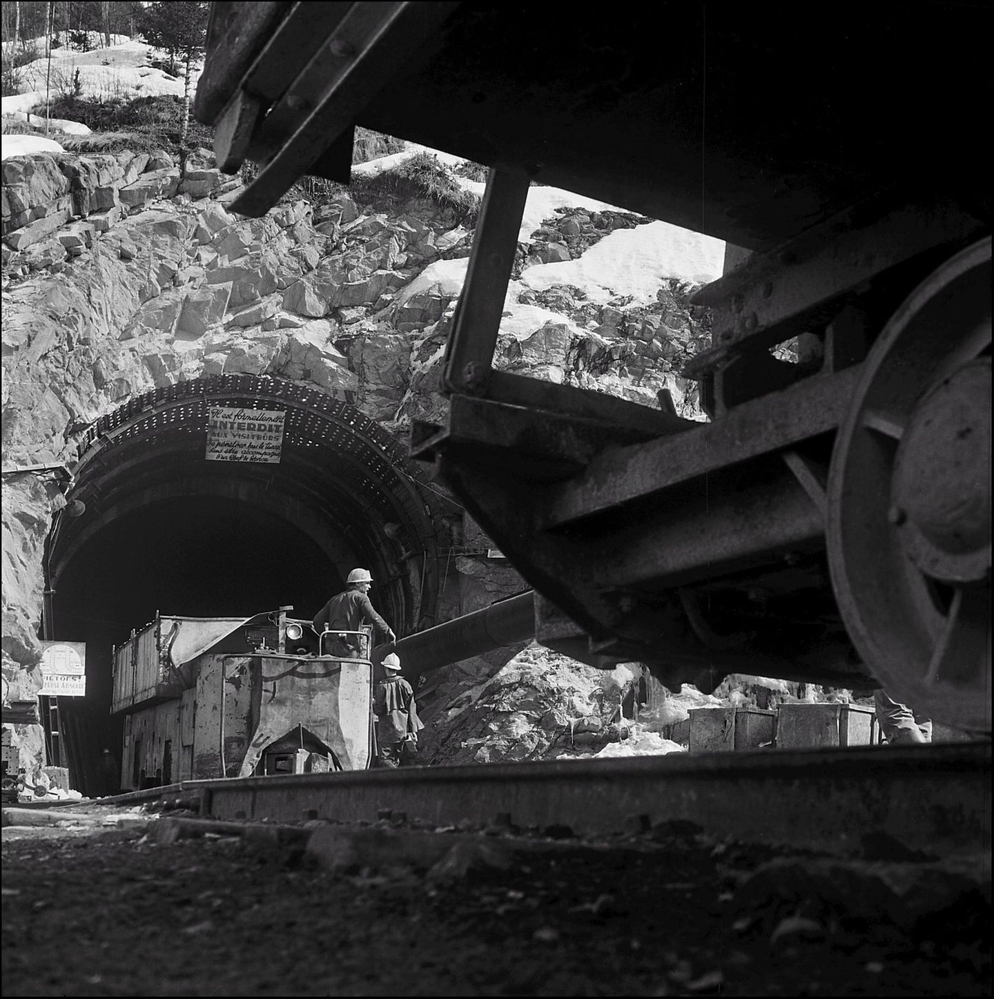 Bilaterales Bauprojekt Bau des Montblanc-Tunnels in Frankreich im März 1962