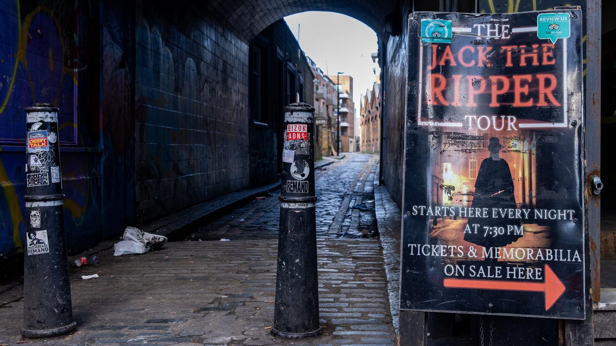 Wegweiser zu einer Jack the Ripper Tour