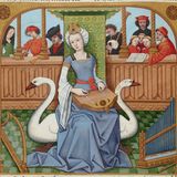 Leda und der Schwan – aus einer Buchmalerei aus dem 15. Jahrhundert