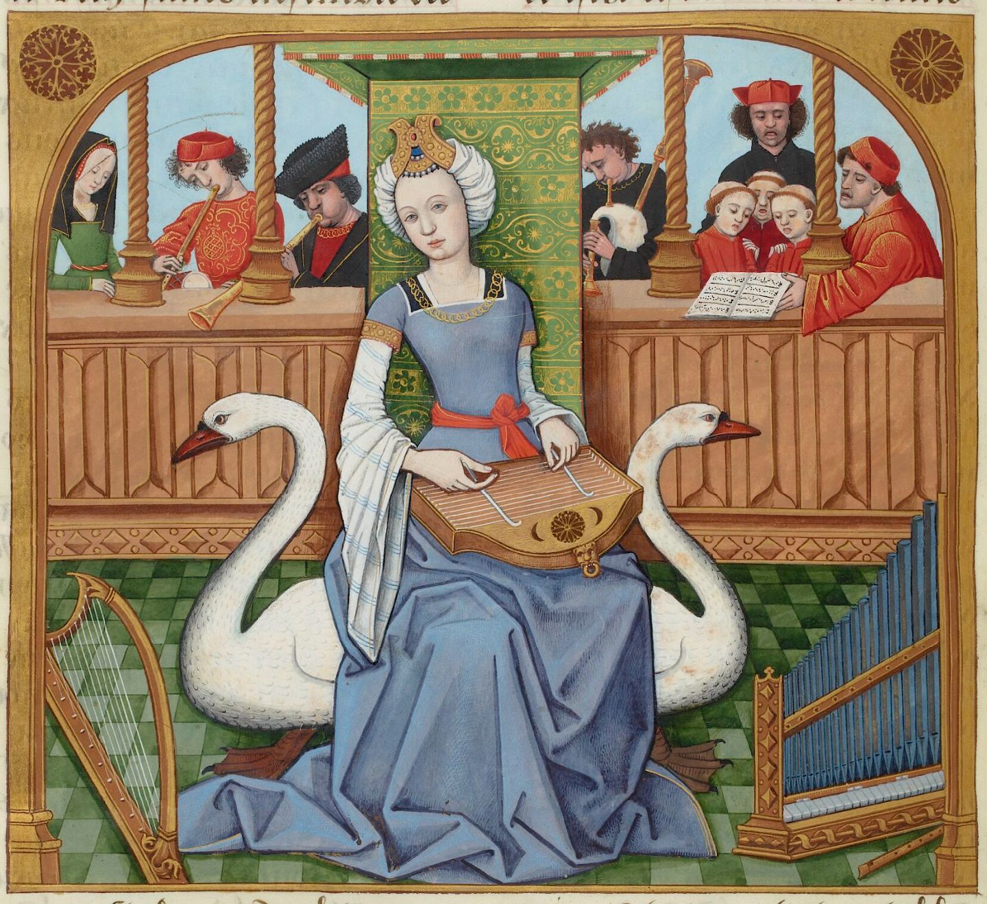 Leda und der Schwan – aus einer Buchmalerei aus dem 15. Jahrhundert