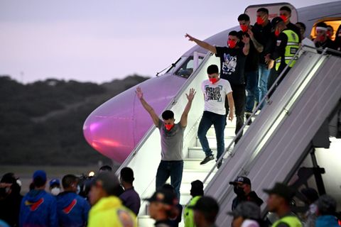 Ankunft der Venezolaner am Flughafen in Maiquetía