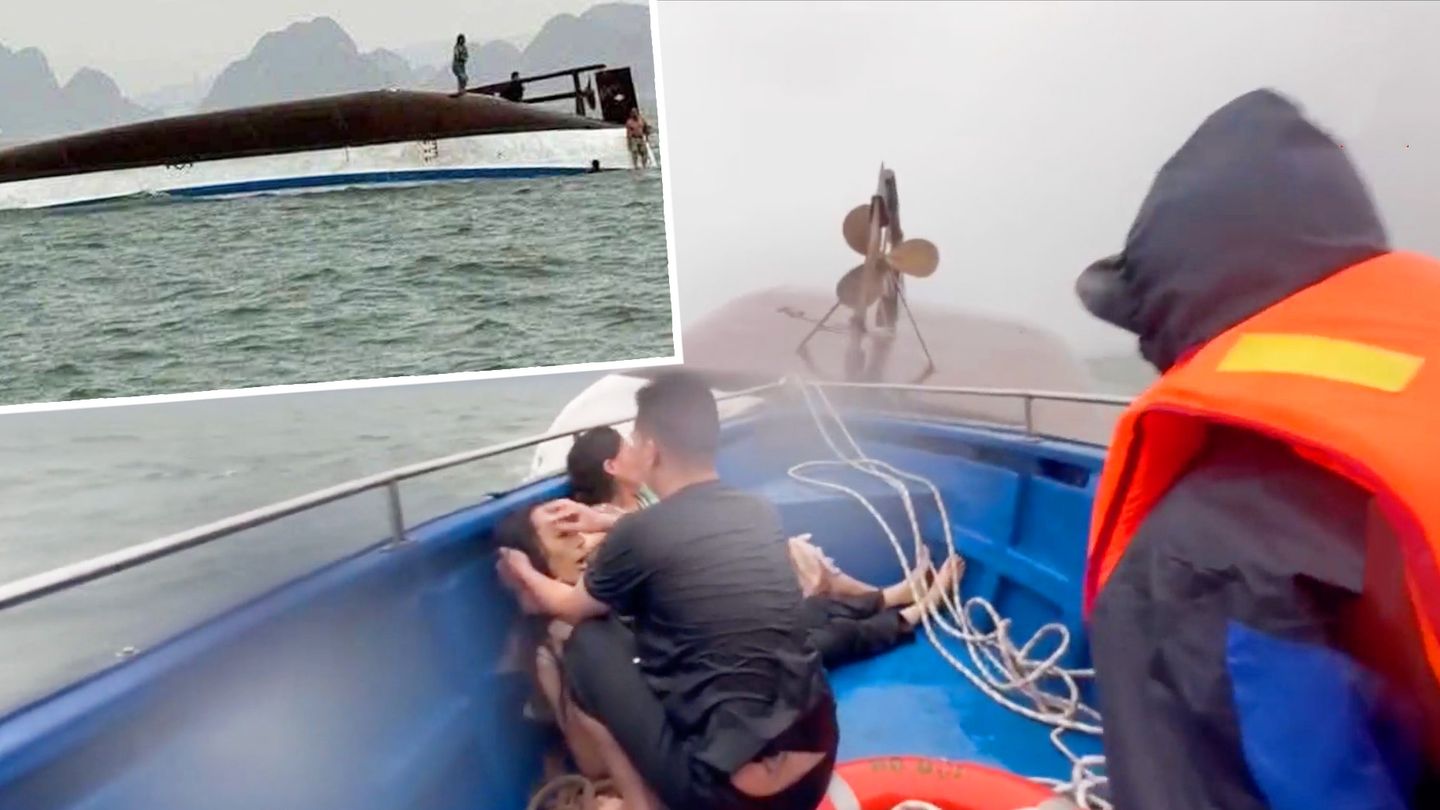 Weltberühmte Halong-Bucht: Videos zeigen sinkendes Touristenboot in Vietnam