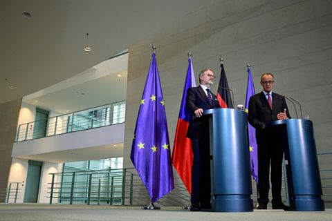 Merz (rechts) und Fiala am Dienstag in Berlin