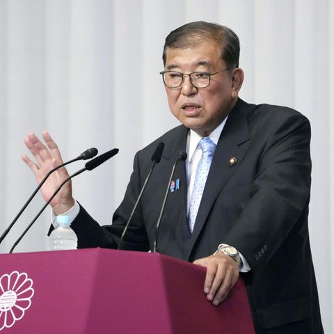 Japan's Prime Minister Shigeru Ishiba at a press conference of the Liberal Democratic Party in Tokyo