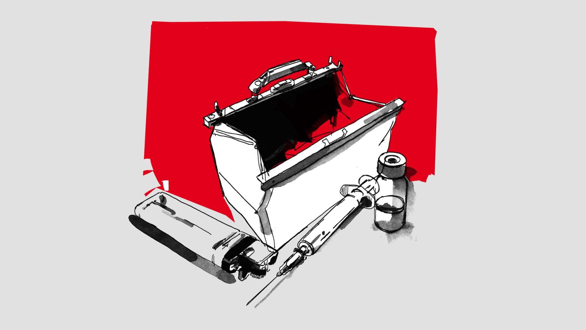 Die Illustration zeigt die Tasche des Palliativarztes unter Mordverdacht