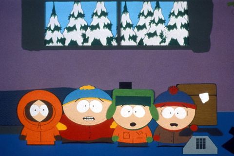 Kenny McCormick, Eric Cartman, Kyle Broslofski und Stan Marsh, die Hauptfiguren der Serie "South Park"