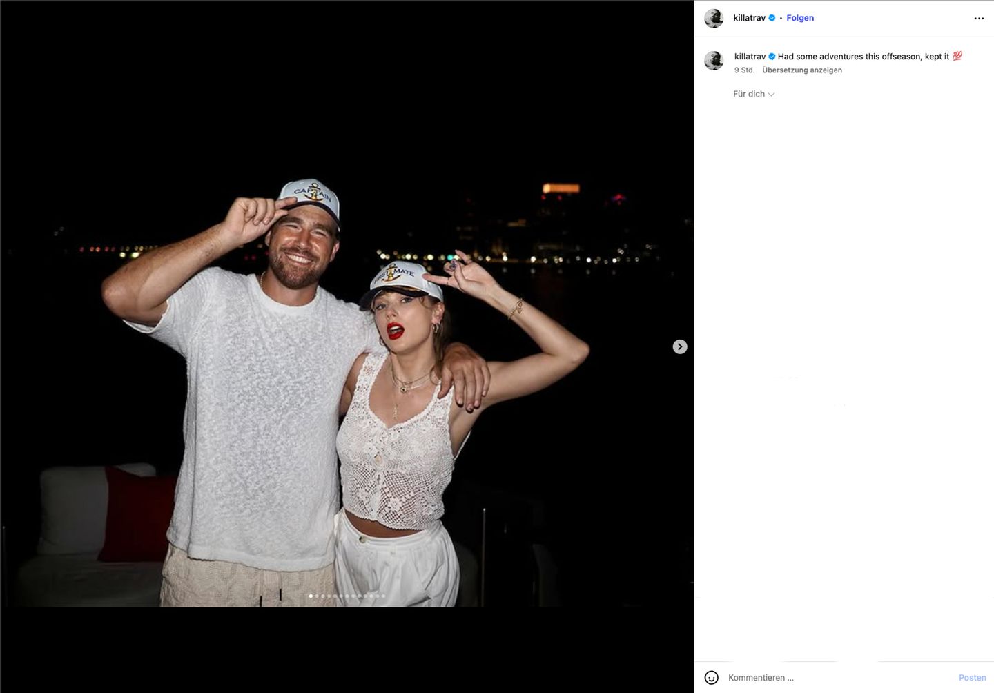Vip-News: Travis Kelce teilt zum ersten Mal private Momente mit Taylor Swift auf Instagram
