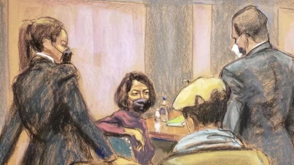 Epstein-Komplizin Maxwell im Gerichtssaal (Zeichnung)