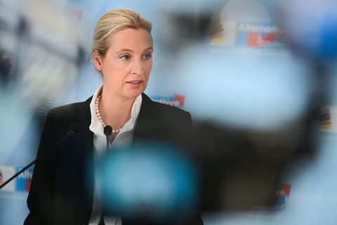 AfD-Chefin Alice Weidel bei einer Pressekonferenz