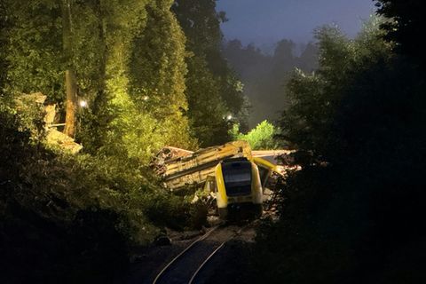 Entgleiste Waggons eines regionalzuges in Oberschwaben