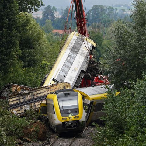 Ein entgleister Regionalexpress bei Riedlingen in Baden-Württemberg