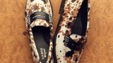 Weejuns Whitney Penny Loafers Dark brown leather with cow print